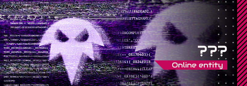 a glitched screen showing an ominous logo